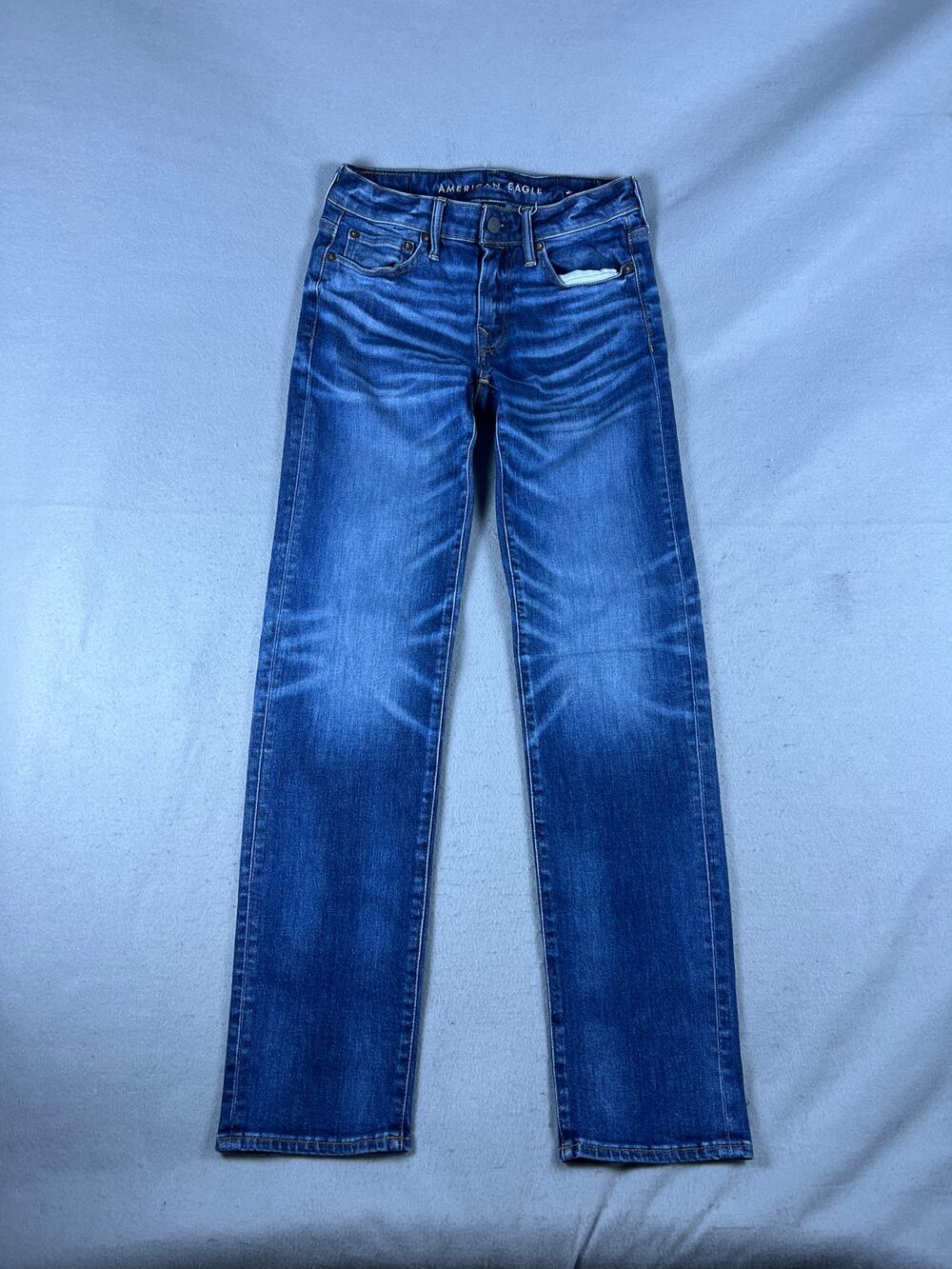 American Eagle Jeans Mens 28x34 Blue Airflex+ Slim Straight Whiskered Denim Y2K